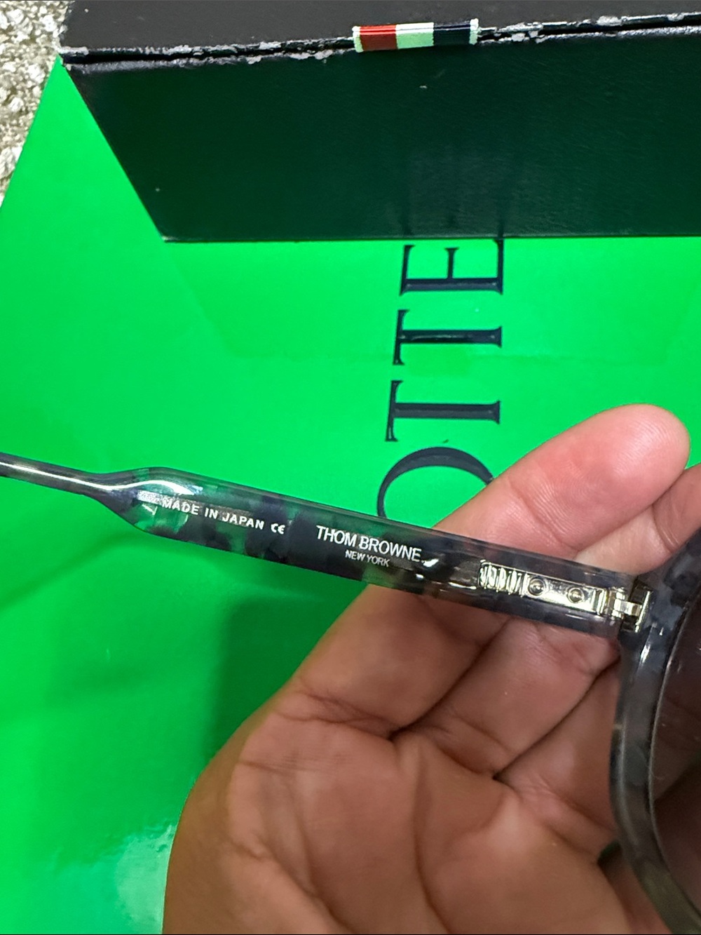 Thom Browne Black Round Acetate Men’s Glasses with Silver Temples - Picture 3 of 5